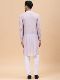 See Designs Floral Embroidered Mirror Work Chanderi Cotton Straight Kurta With Pyjama