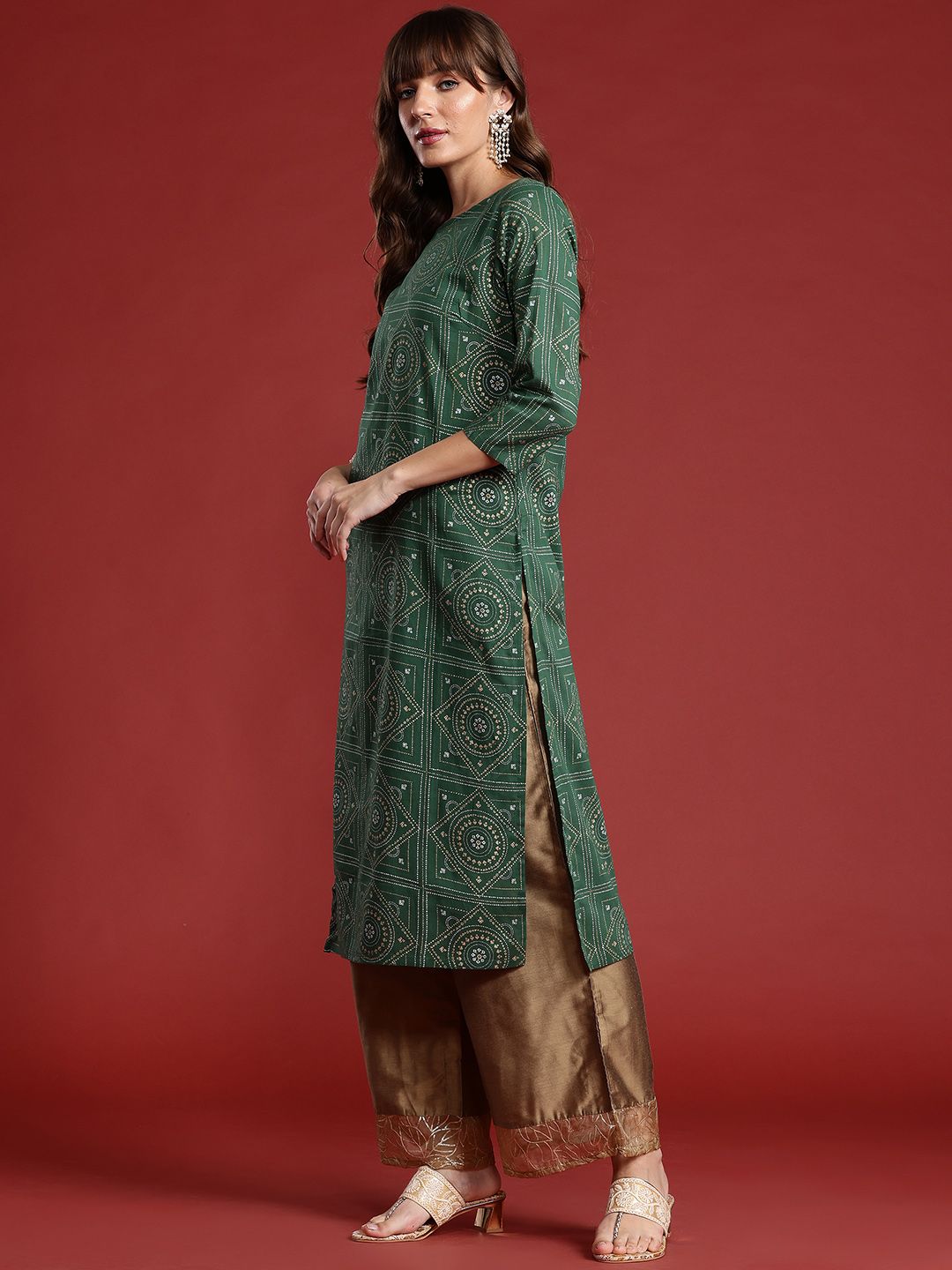 Anouk Bandhani Print A-Line Kurta