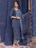 Libas Floral Printed Notch Neck Pure Cotton Straight Kurta with Trousers & Dupatta