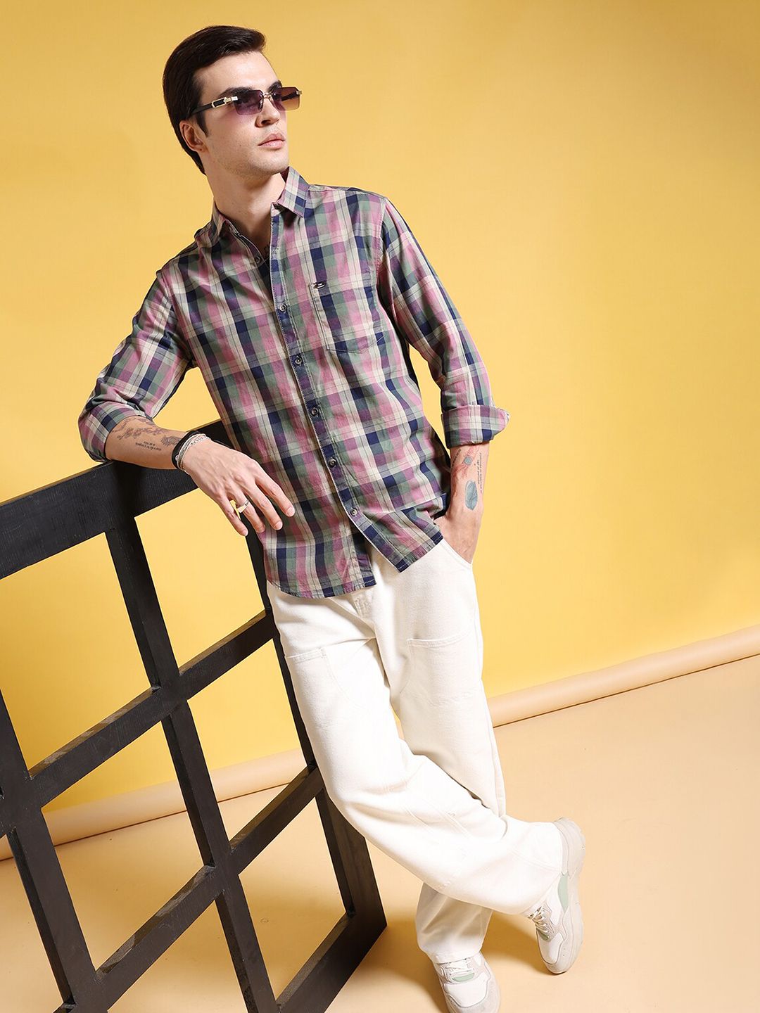 The Indian Garage Co Tartan Checked Slim Fit Pure Cotton Shirt