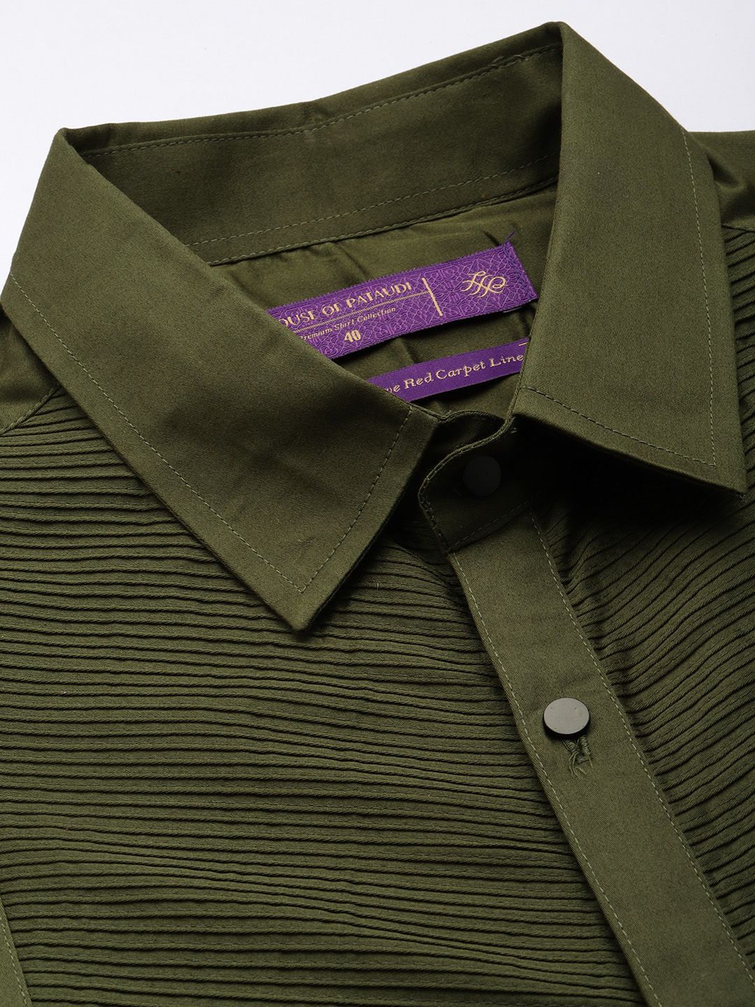 House of Pataudi Pure Cotton Pleated Opaque Party Shirt