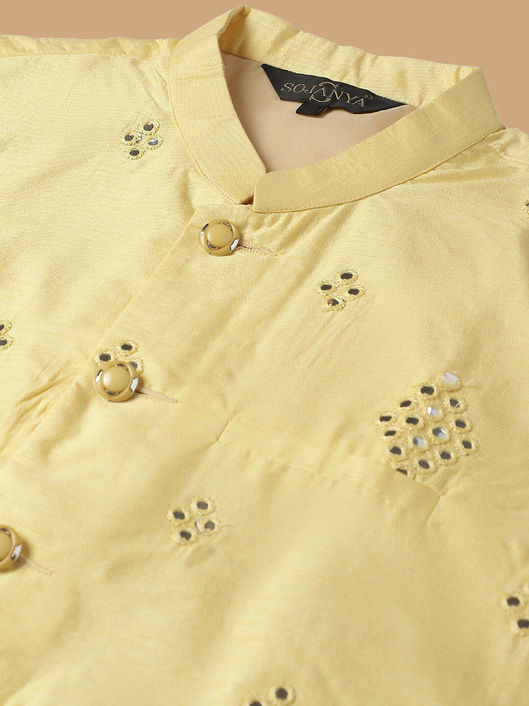 SOJANYA Geometric Embroidered Regular Kurta with Churidar & Embellished Nehru Jacket