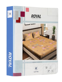 KLOTTHE Coklat Bunga Kapas 400 TC Cadar King Superfine dengan 2 Sarung Bantal-98 x 89 inci
