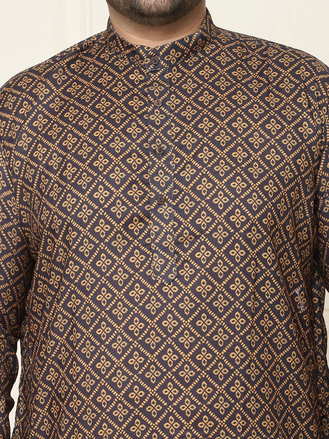 SOJANYA PLUS Ethnic Motifs Printed Band Collar Pure Cotton Straight Kurta