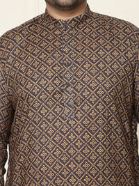 SOJANYA PLUS Ethnic Motifs Printed Band Collar Pure Cotton Straight Kurta