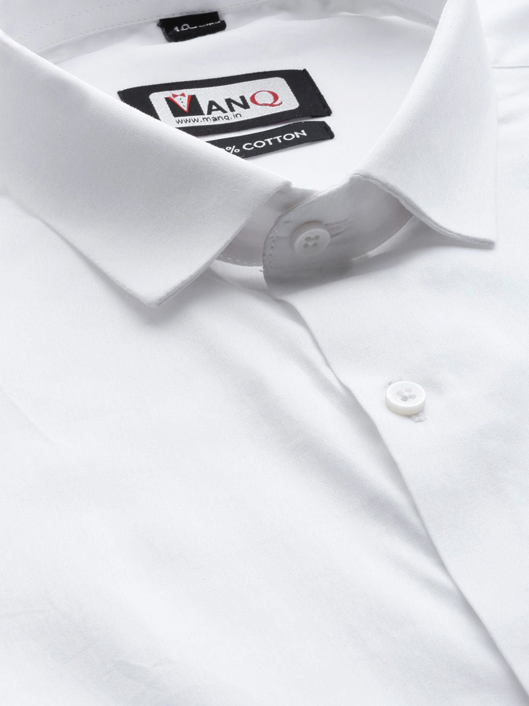 MANQ Men White Slim Fit Solid Party Shirt