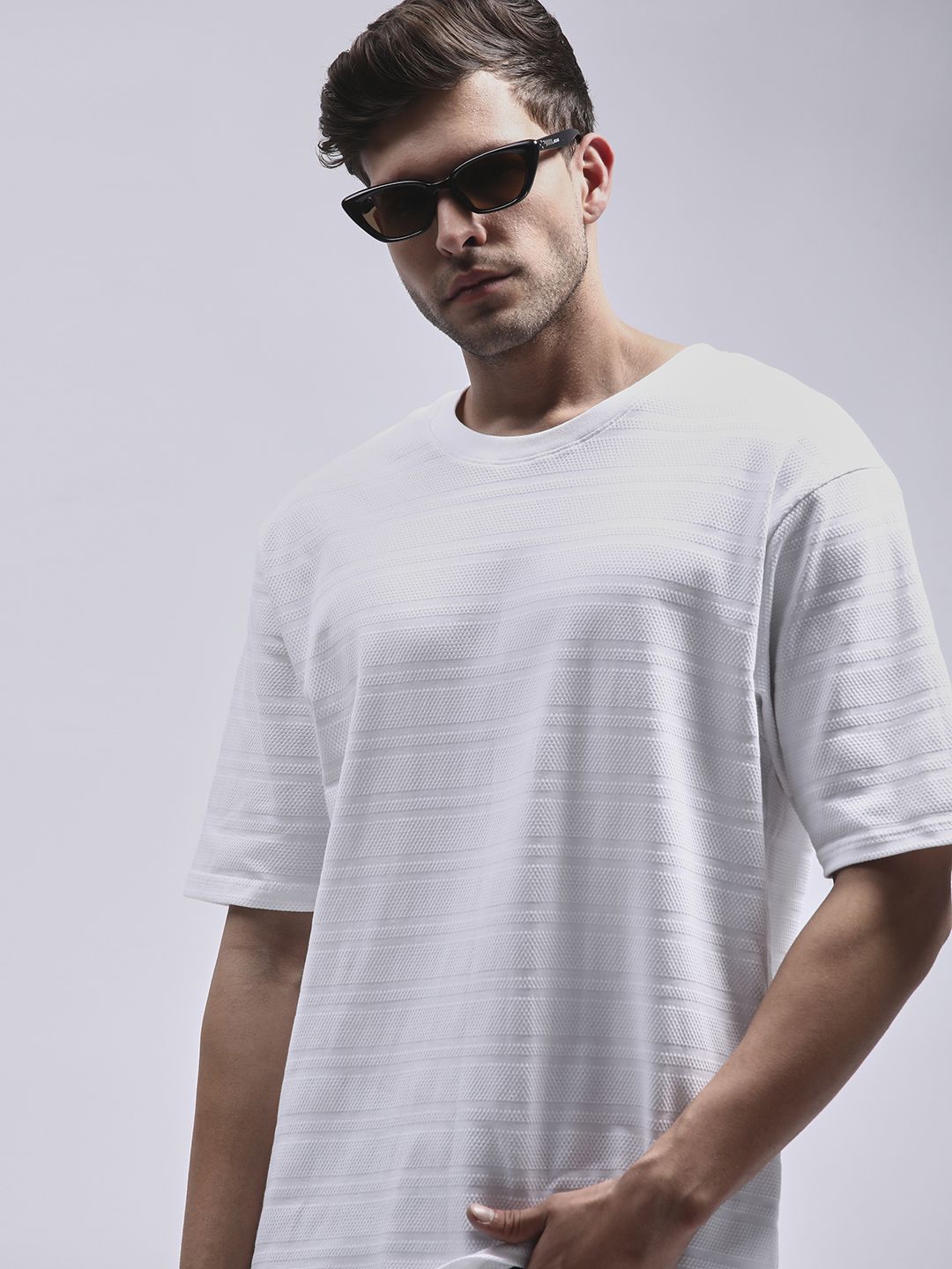 DILLINGER Men Round Neck Solid Oversized Pure Cotton T-shirt