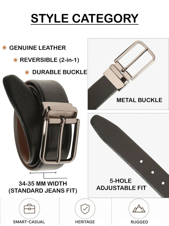 Teakwood Leathers Men Textured Leather Reversible Belt