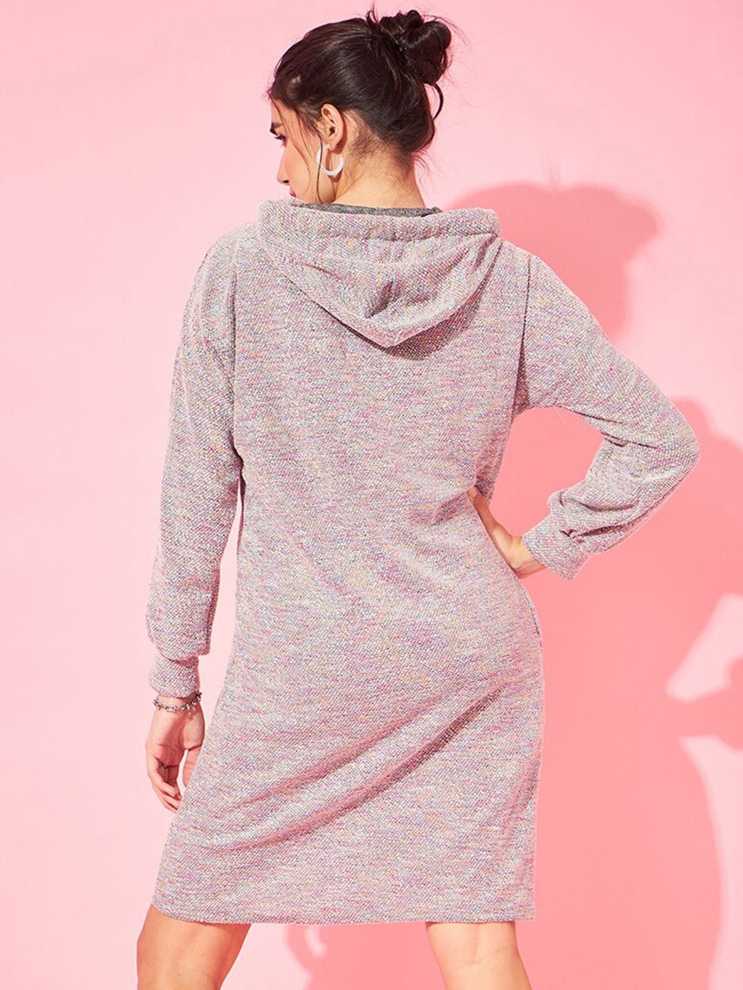 Athena Abstract Printed Hooded Woollen Bodycon Dress