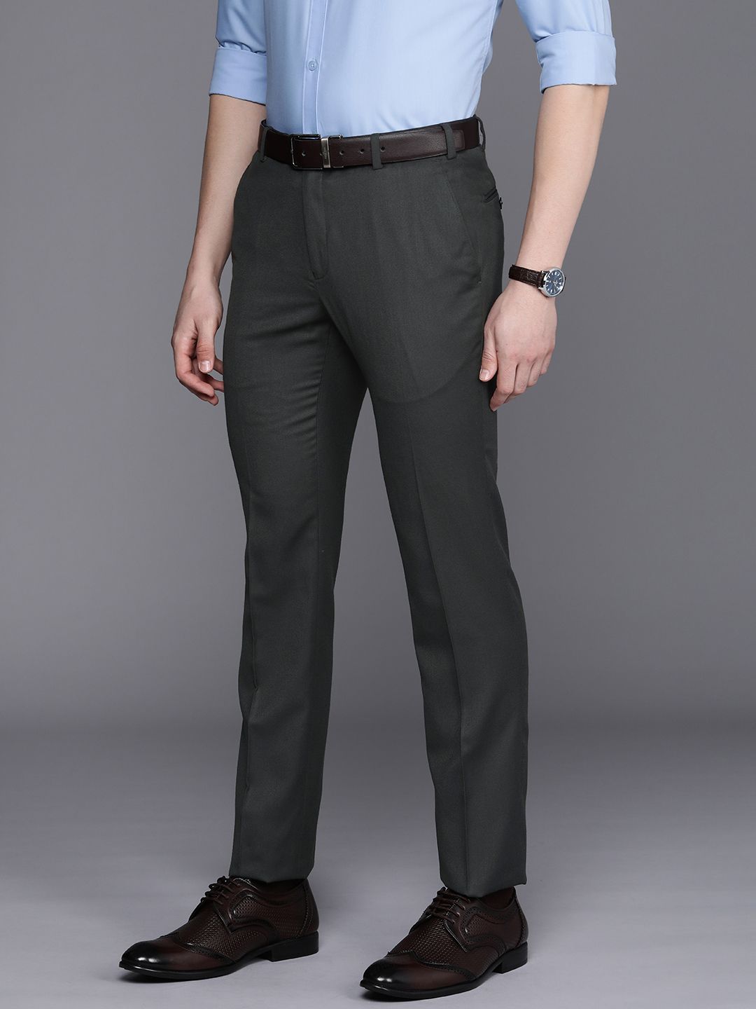 Raymond Men Textured Slim Fit Formal Trousers