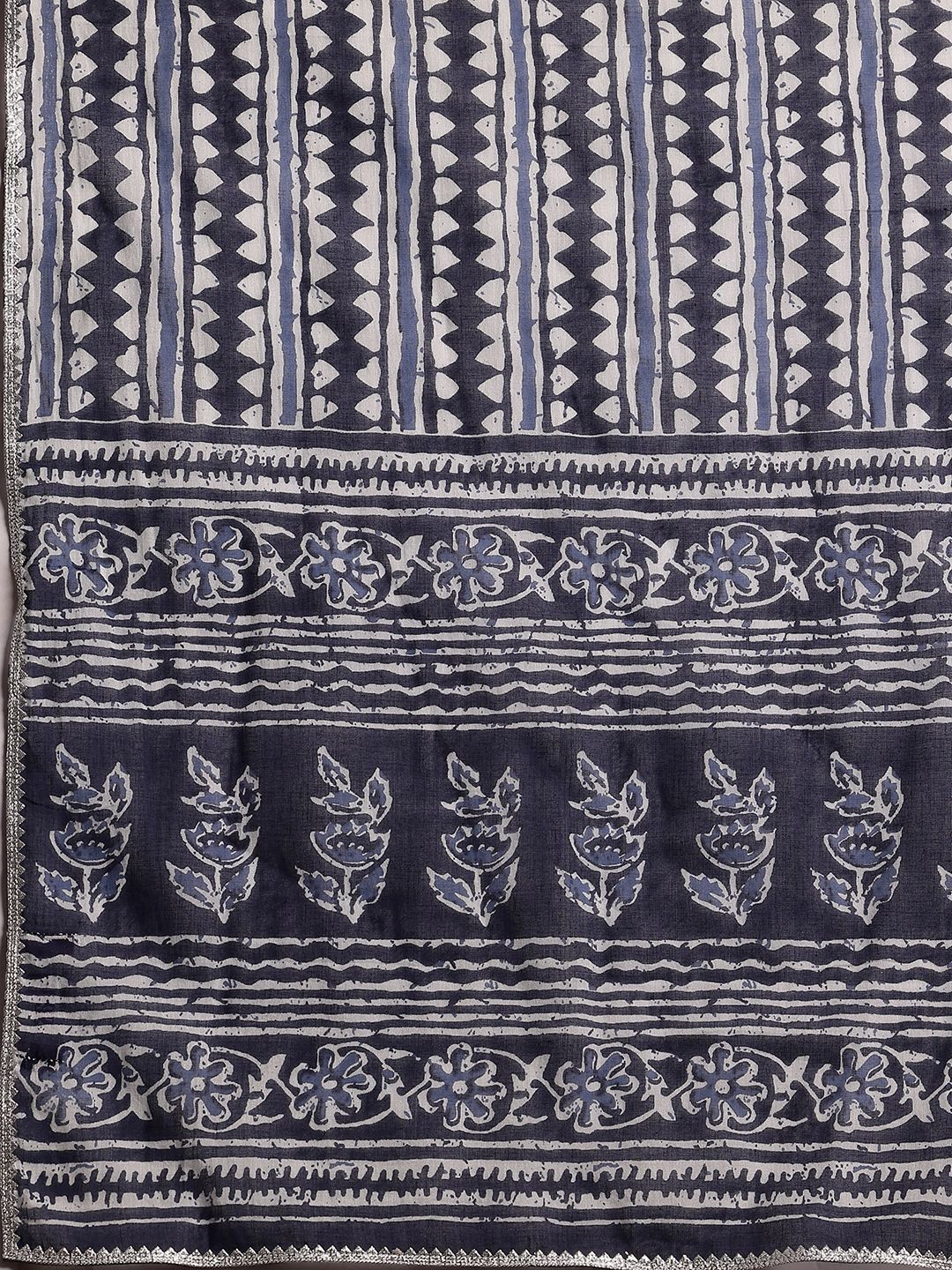 Libas Floral Printed Notch Neck Pure Cotton Straight Kurta with Trousers & Dupatta