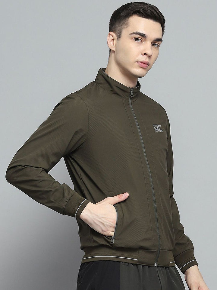 Monte Carlo Men Mock Collar Solid Casual Lightweight Bomber Jacket