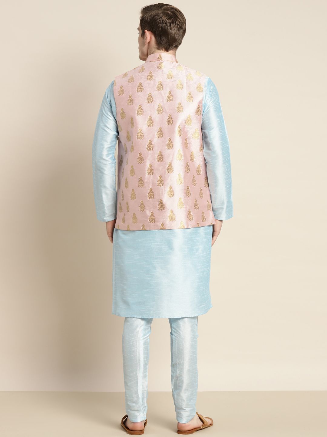 SOJANYA Men Blue Ethnic Motifs Kurta with Churidar