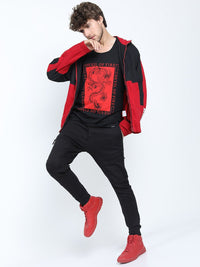 HIGHLANDER Men Black Printed Slim Fit Cotton T-shirt