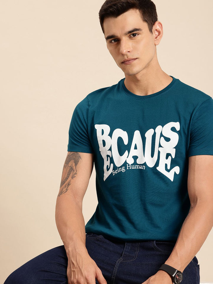 Being Human Pure Cotton Typography Printed T-shirt