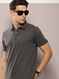 DILLINGER Men Polo Collar Honeycomb Structure T-shirt