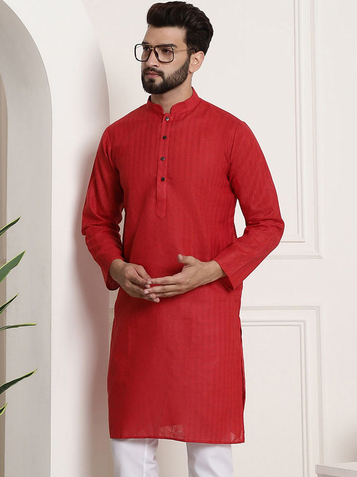 SOJANYA Checked Mandarin Collar Long Sleeves Straight Kurta