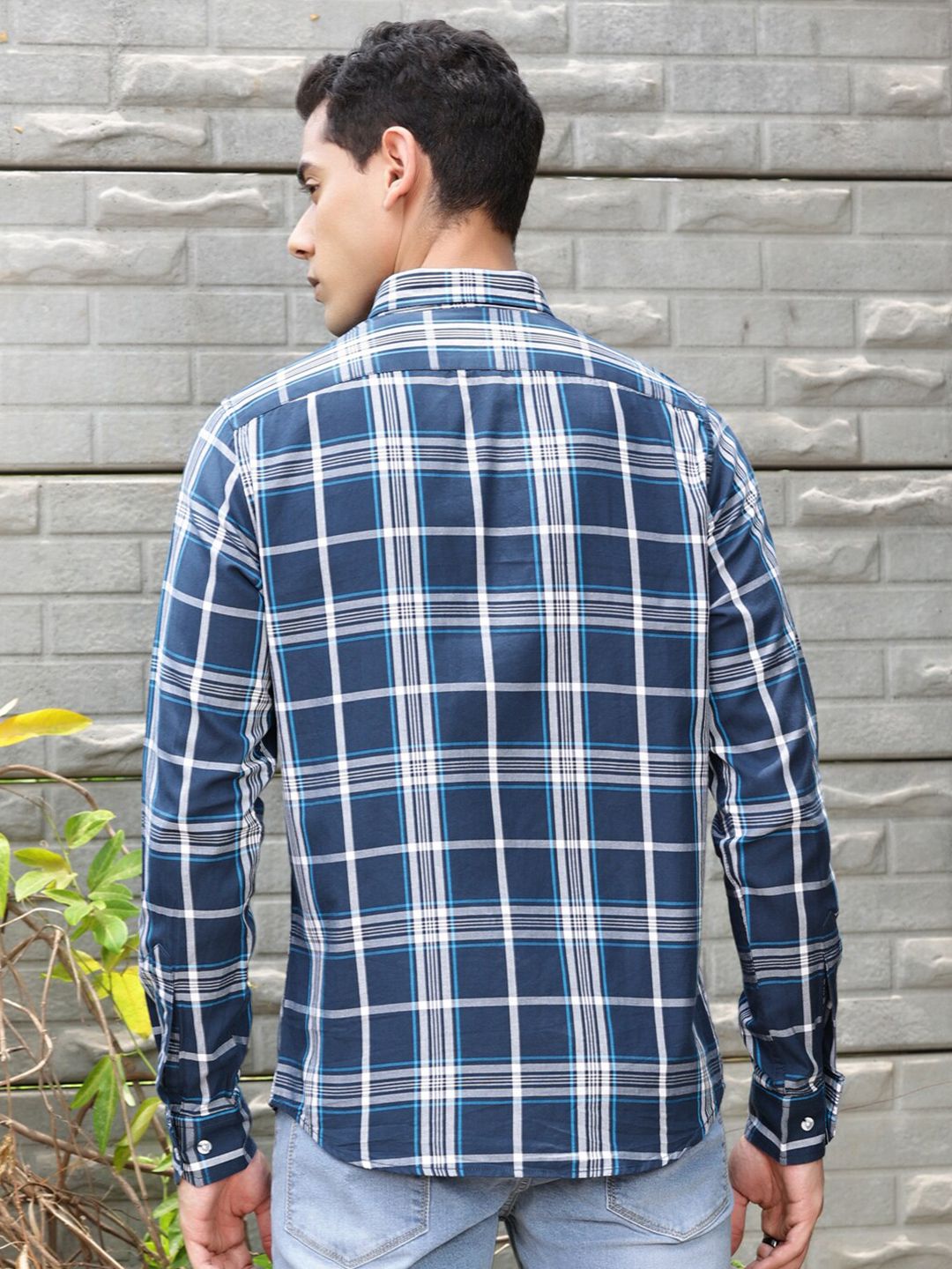 Thomas Scott Premium Slim Fit Tartan Checked Button-Down Collar Casual Shirt