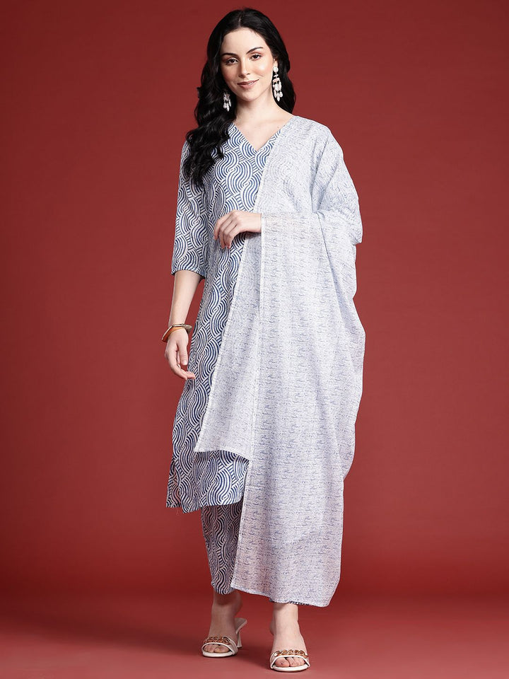 Anouk Printed Pure Cotton Kurta with Trousers & Dupatta