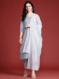 Anouk Printed Pure Cotton Kurta with Trousers & Dupatta
