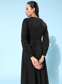 Berrylush Women Black Solid Bishop Sleeves Dress