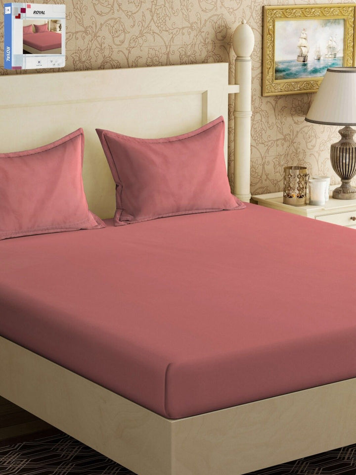 KLOTTHE Rust 300TC Double King Bedsheet With 2 Pillow Covers