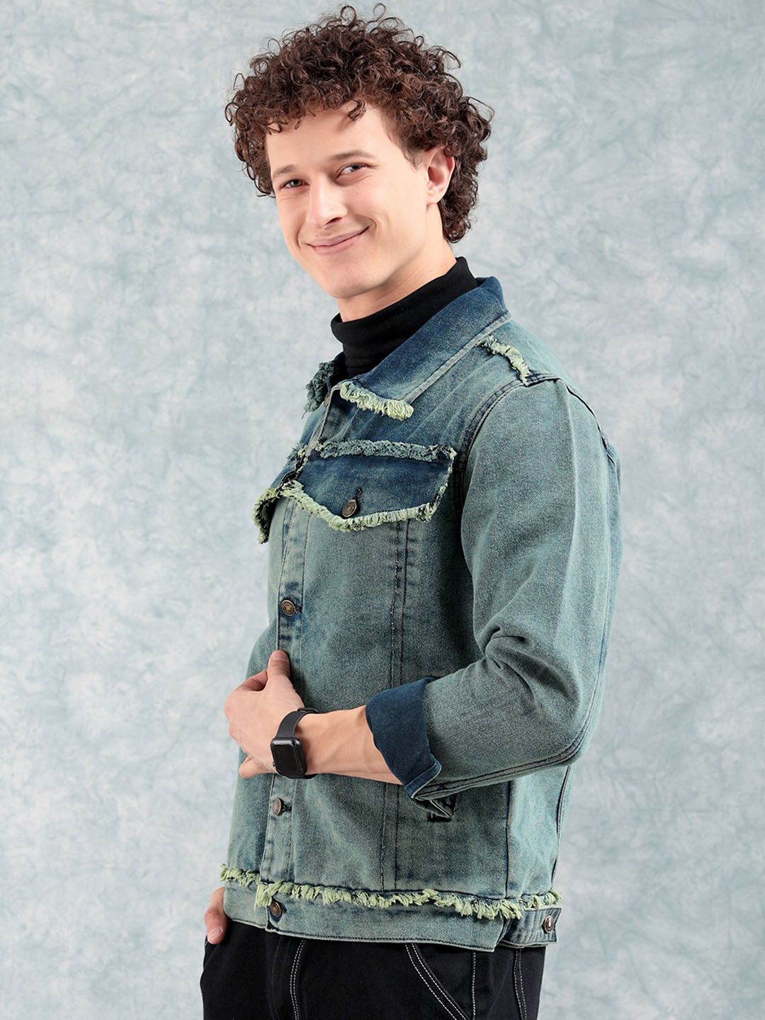 The Indian Garage Co Men Washed Denim Jacket