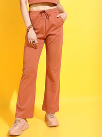 Tokyo Talkies Women Chic Rust Solid Top with Pyjamas