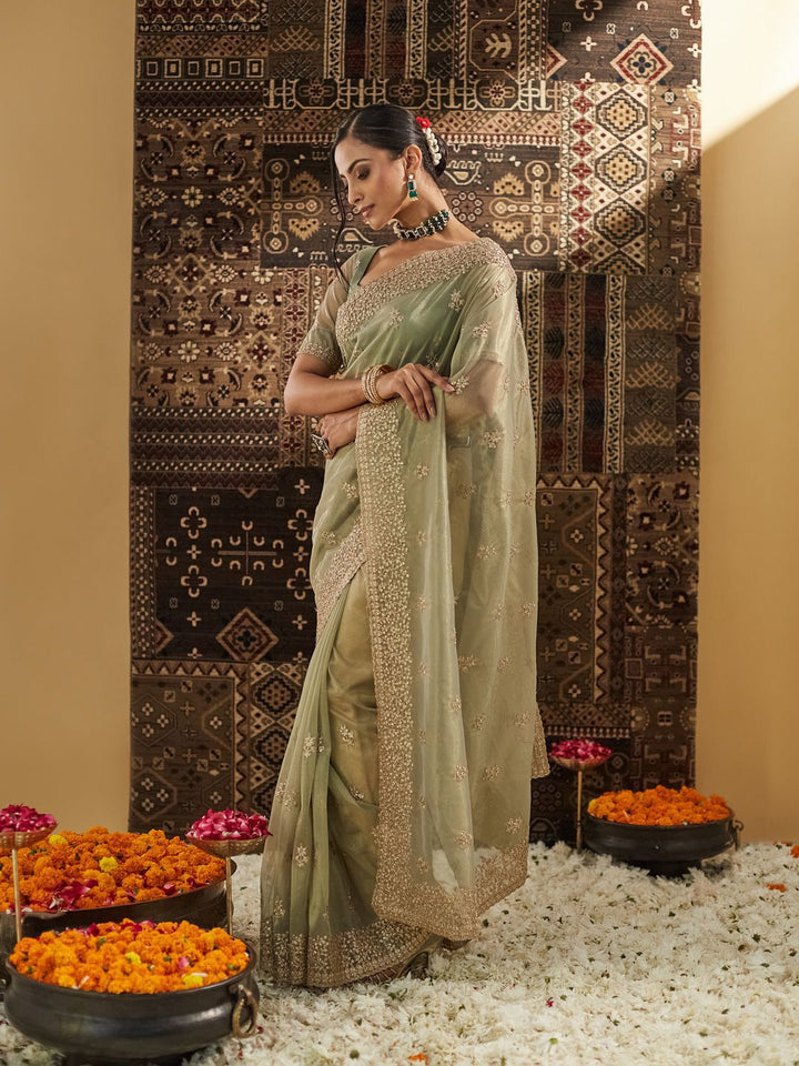 Kasee ​​Floral Zardozi Supernet Designer Saree