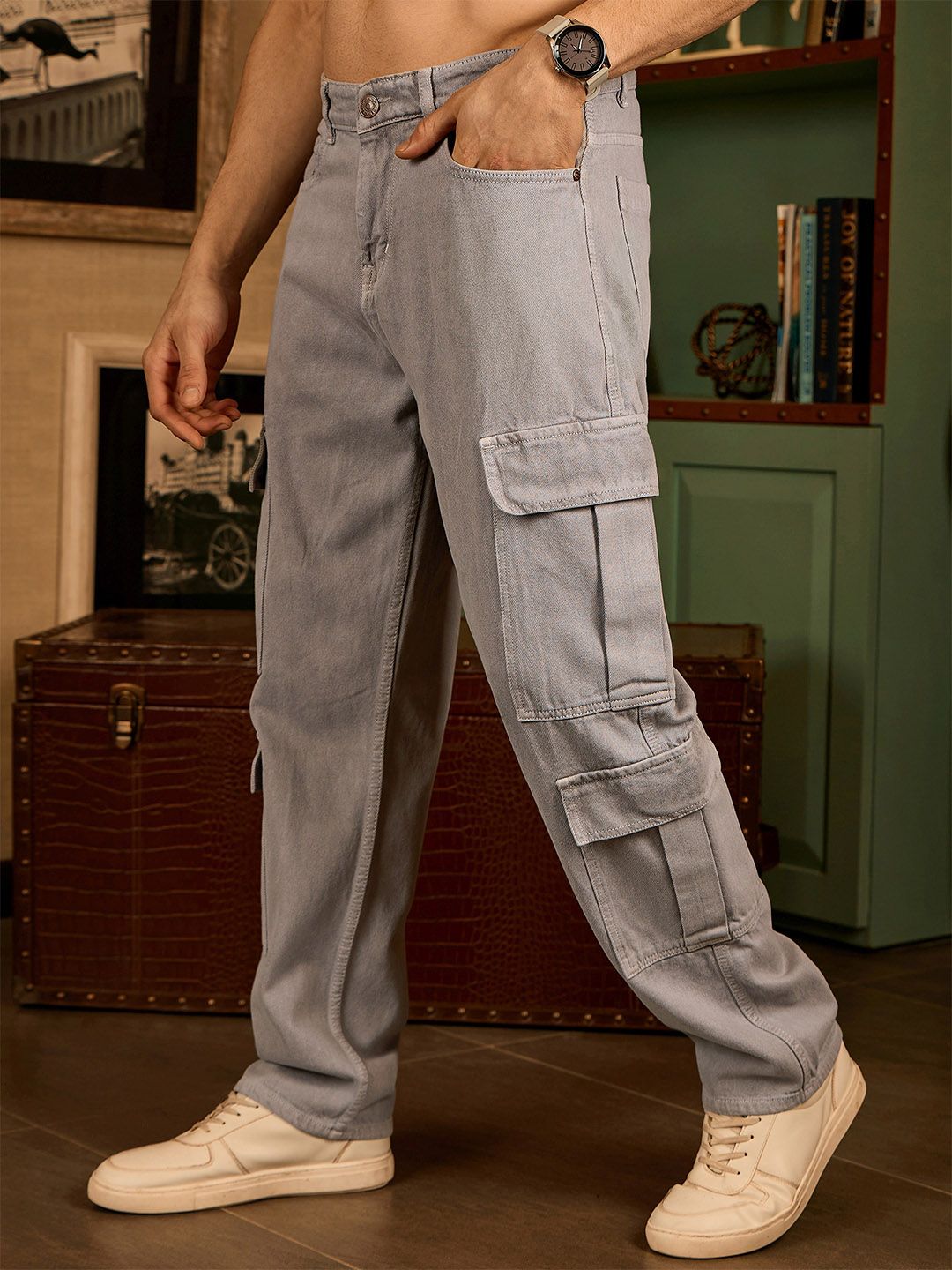 DENNISON Korean Baggy Fit Cargo Jeans