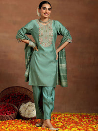 Libas Ethnic Motifs Embroidered Thread Work Straight Kurta with Trousers & With Dupatta