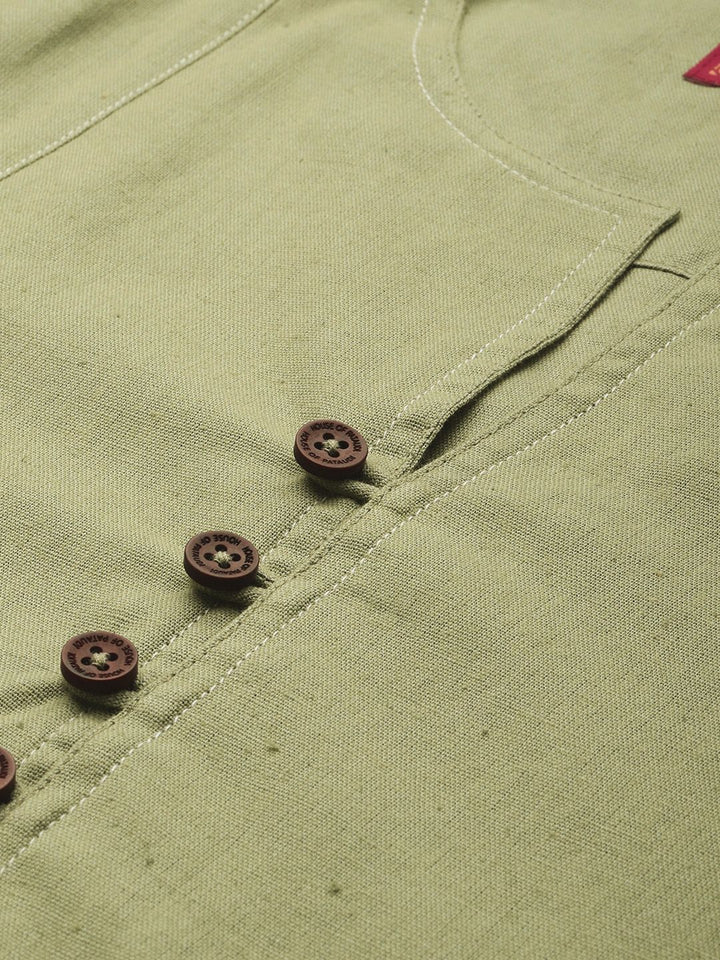 House of Pataudi Solid Cotton Linen Jashn Kurta