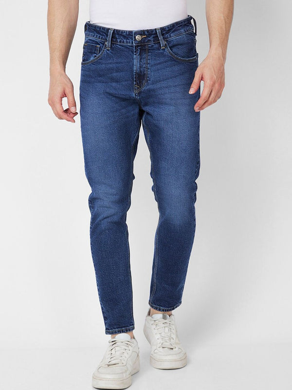 SPYKAR Men Kano Skinny Fit Mid-Rise Light Fade Cotton Cropped Jeans