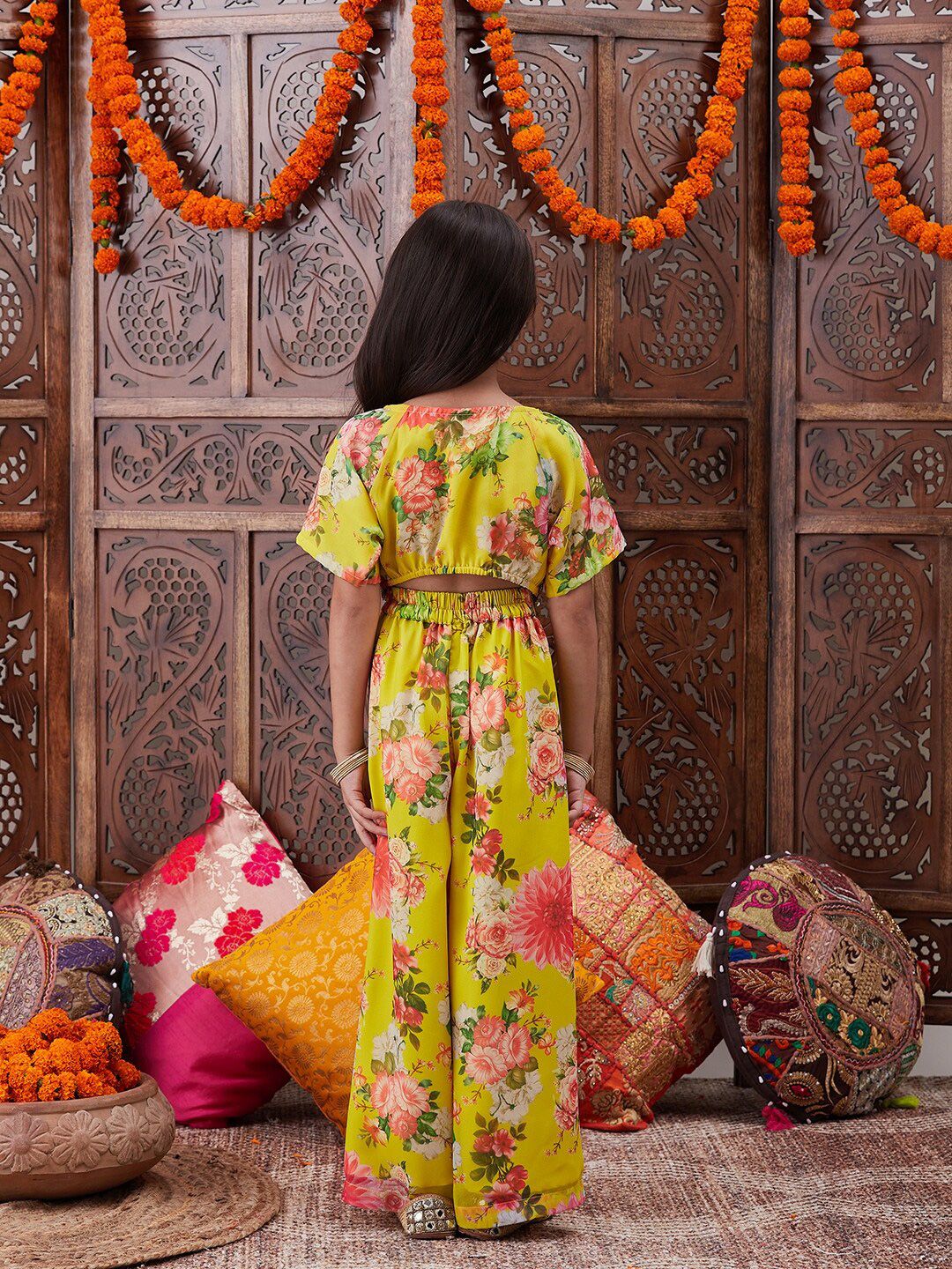 pspeaches Girls Floral Printed Top With Palazzos