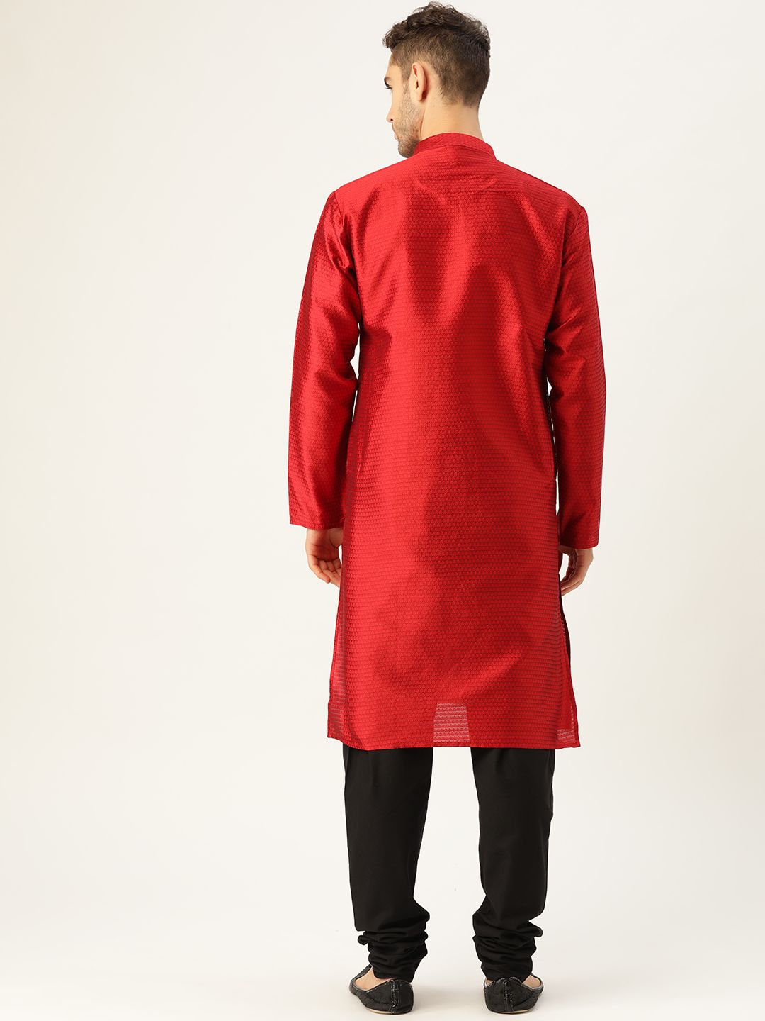 SOJANYA Men Red Woven Design Straight Kurta