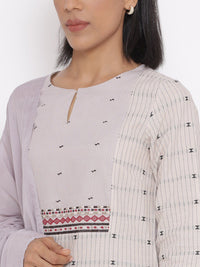 W Women Beige Pure Cotton Kurta Set