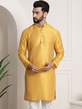 Sojanya Men Mustard Yellow & Golden Embellished Kurta