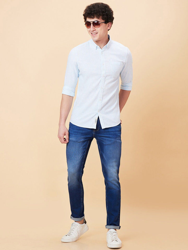 Being Human Slim Fit Vertical Striped Button-Down Collar Casual Shirt