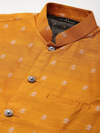SOJANYA Men Grey Kurta with Churidar & Nehru Jacket