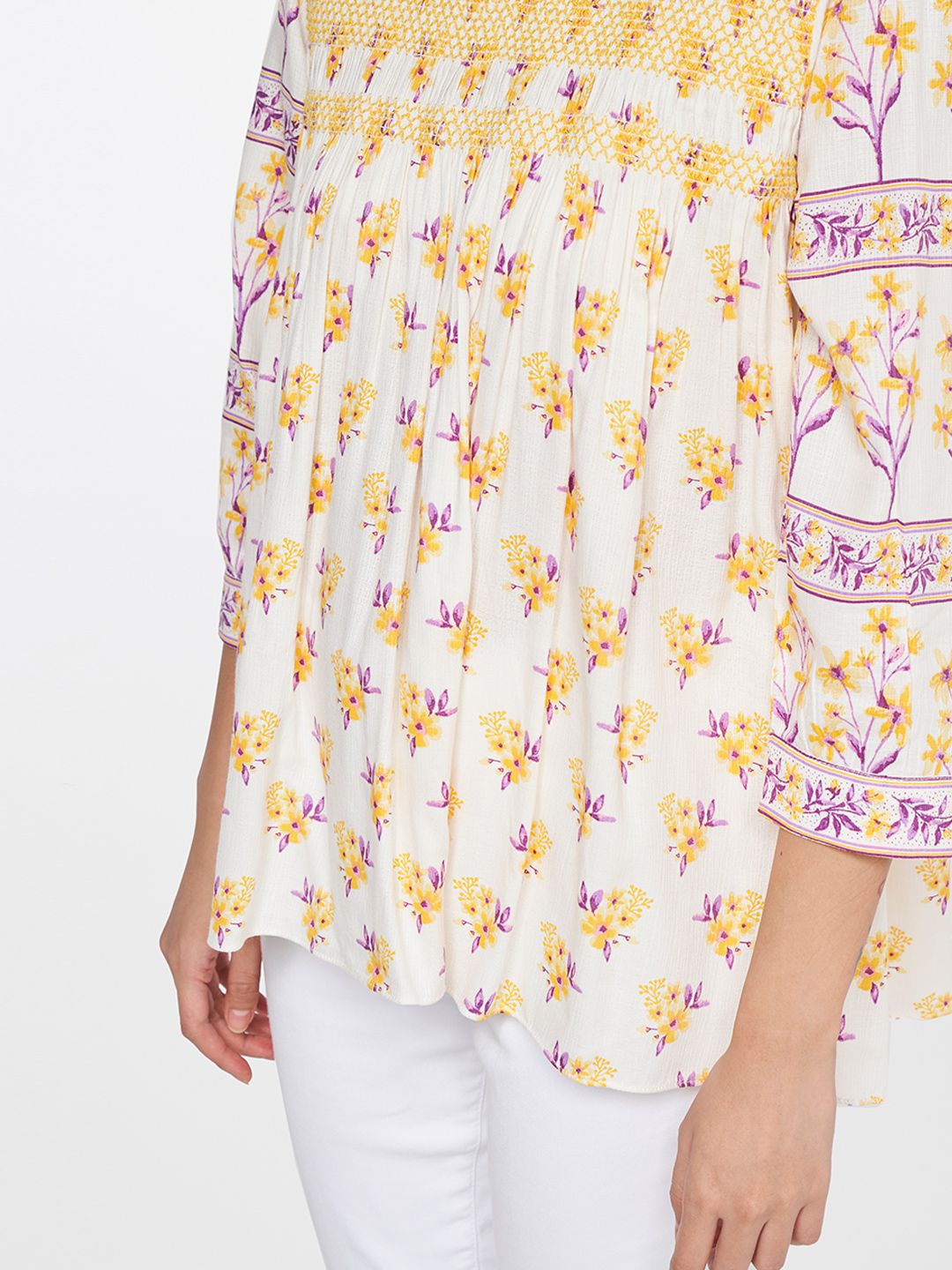 Global Desi Floral Print Cotton Top