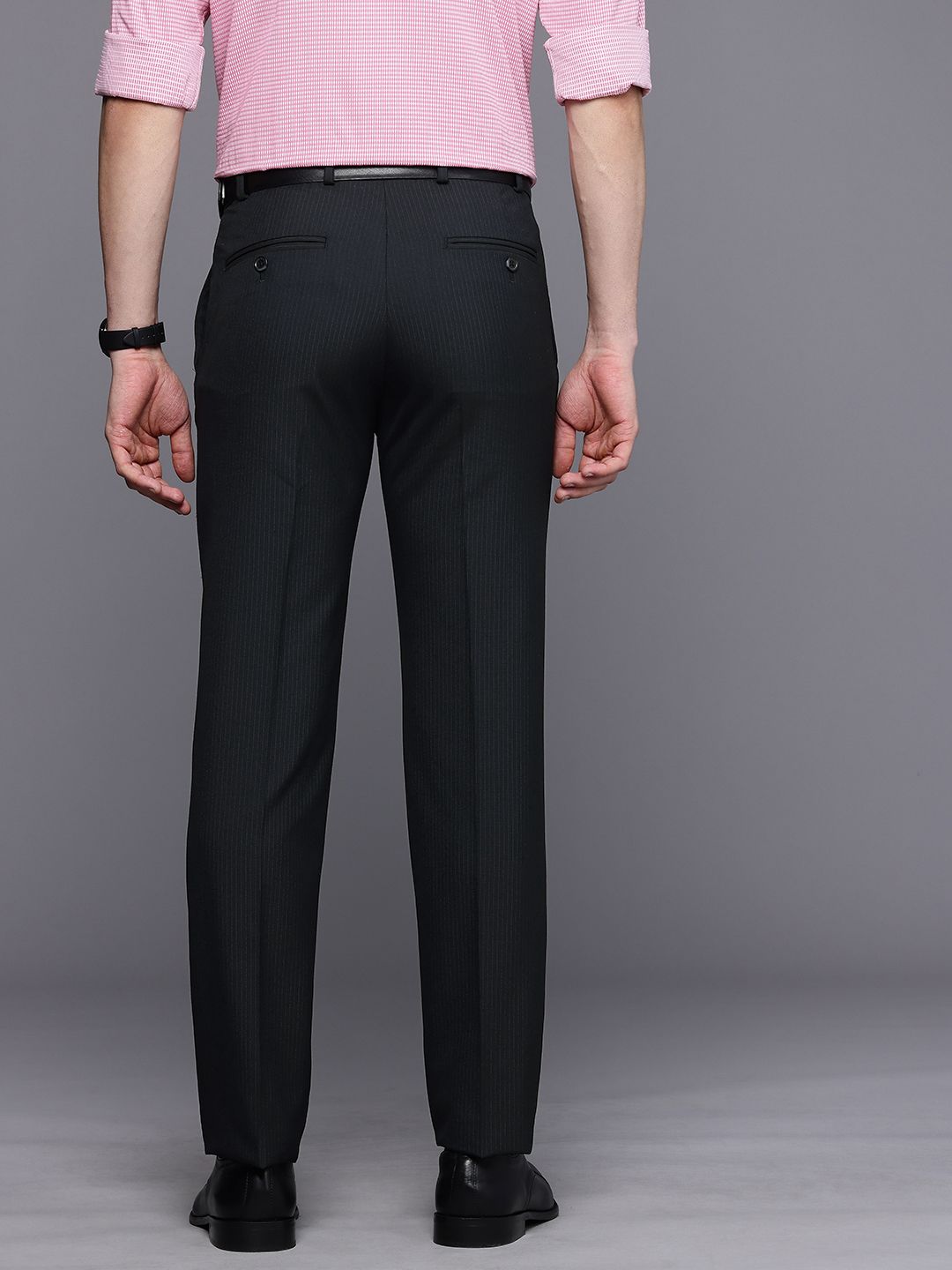 Raymond Men Striped Slim Fit Formal Trousers