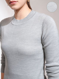 Tokyo Talkies Women Grey Acrylic Pullover