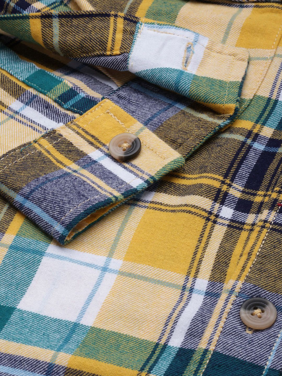 The Indian Garage Co Men Regular Fit Checked Double Flap Pocket Flannel Shirt