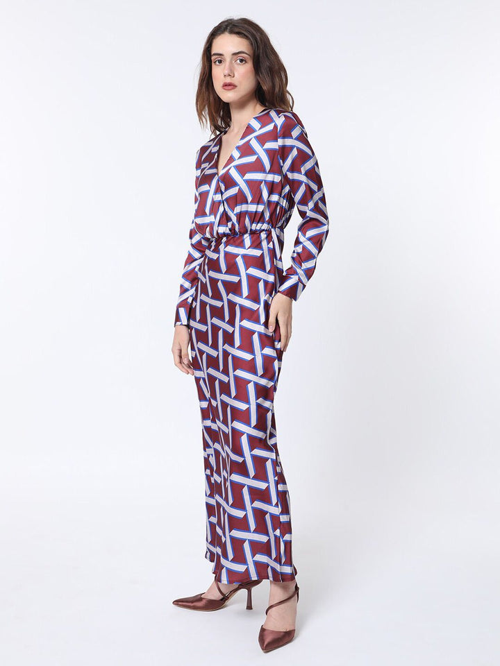 RAREISM Geo Print Overlap Front Maxi Dress