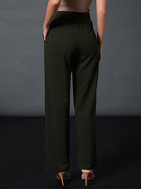 SASSAFRAS worklyf Straight Fit High Rise Plain Strechable Parallel Trousers