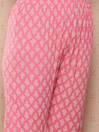 KALINI Pure Cotton Ethnic Motifs Printed Anarkali Kurta With Trousers & With Dupatta