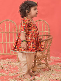 VASTRAMAY Girls Ethnic Motifs Printed Angrakha Kurta With Dhoti Pants