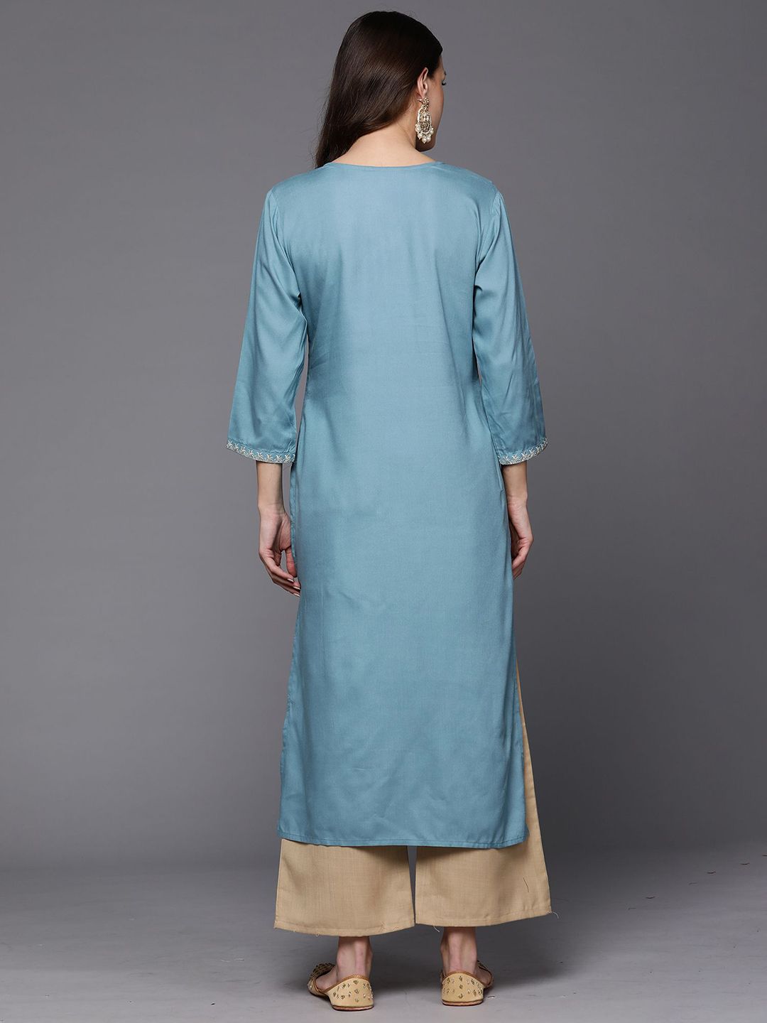 Indo Era Geometric Embroidered Mirror Work Straight Kurta