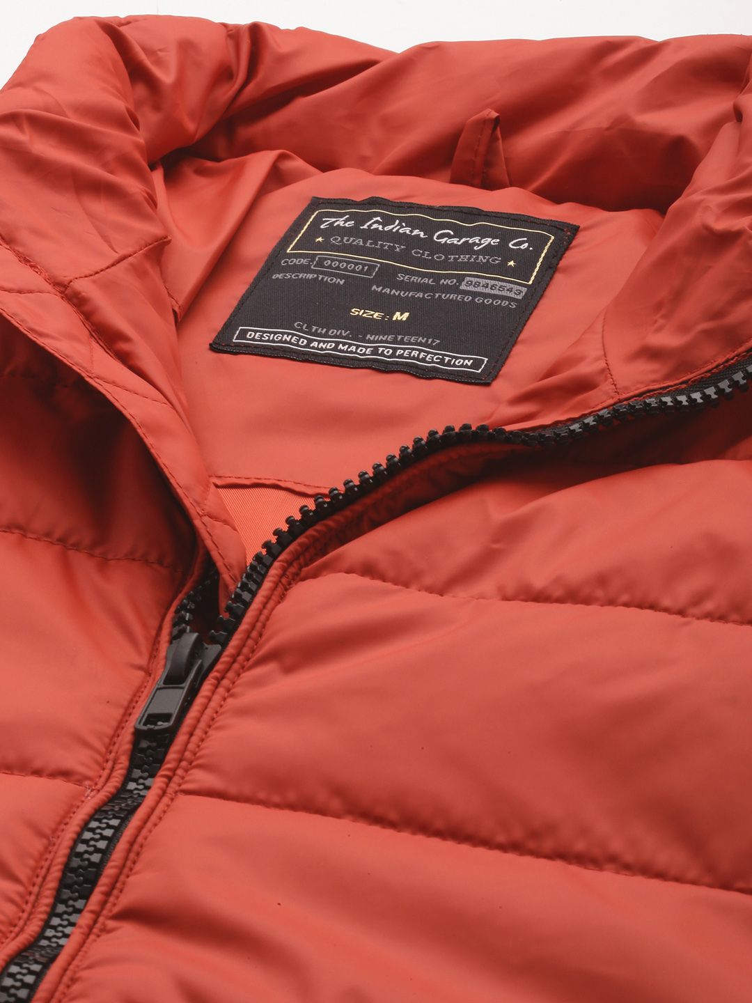The Indian Garage Co Men Zip-Front Puffer Jacket with Zip Pockets