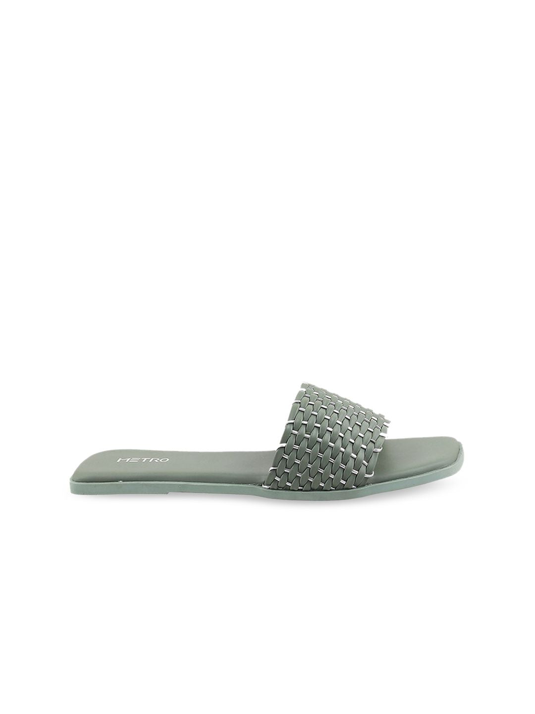 Metro Women Green Open Toe Flats